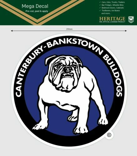 NRL Mega Heritage Decal - Canterbury Bulldogs - Car Sticker 250mm - Image 2