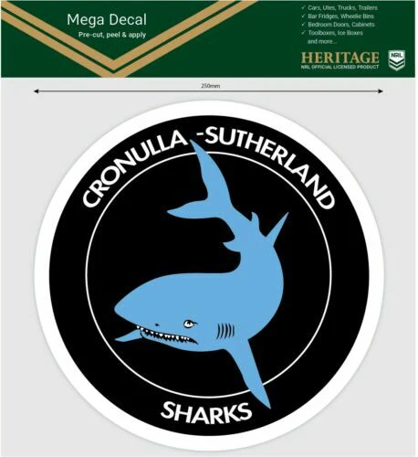 NRL Mega Heritage Decal - Cronulla Sharks - Car Sticker 250mm