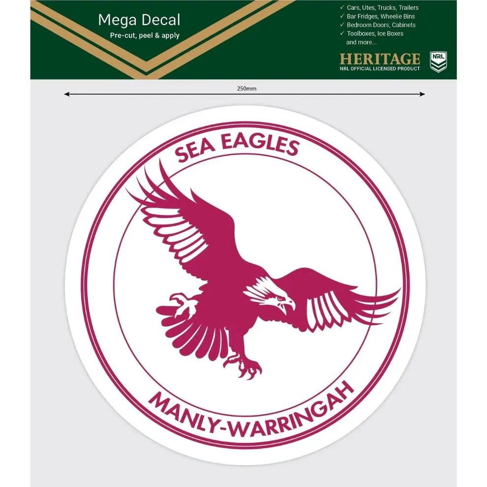 NRL Mega Heritage Decal - Manly Sea Eagles - Car Sticker 250mm
