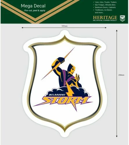 NRL Mega Heritage Decal - Melbourne Storm - Car Sticker 250mm - Image 2