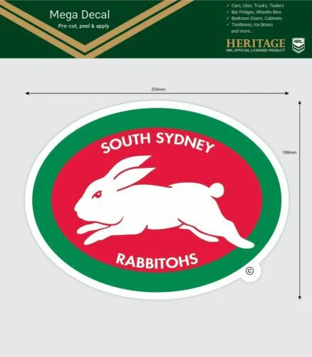 NRL Mega Heritage Decal - South Sydney Rabbitohs - Car Sticker 250mm - Image 2