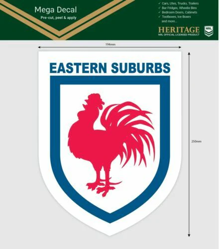 NRL Mega Heritage Decal - Sydney Roosters - Car Sticker 250mm - Image 2