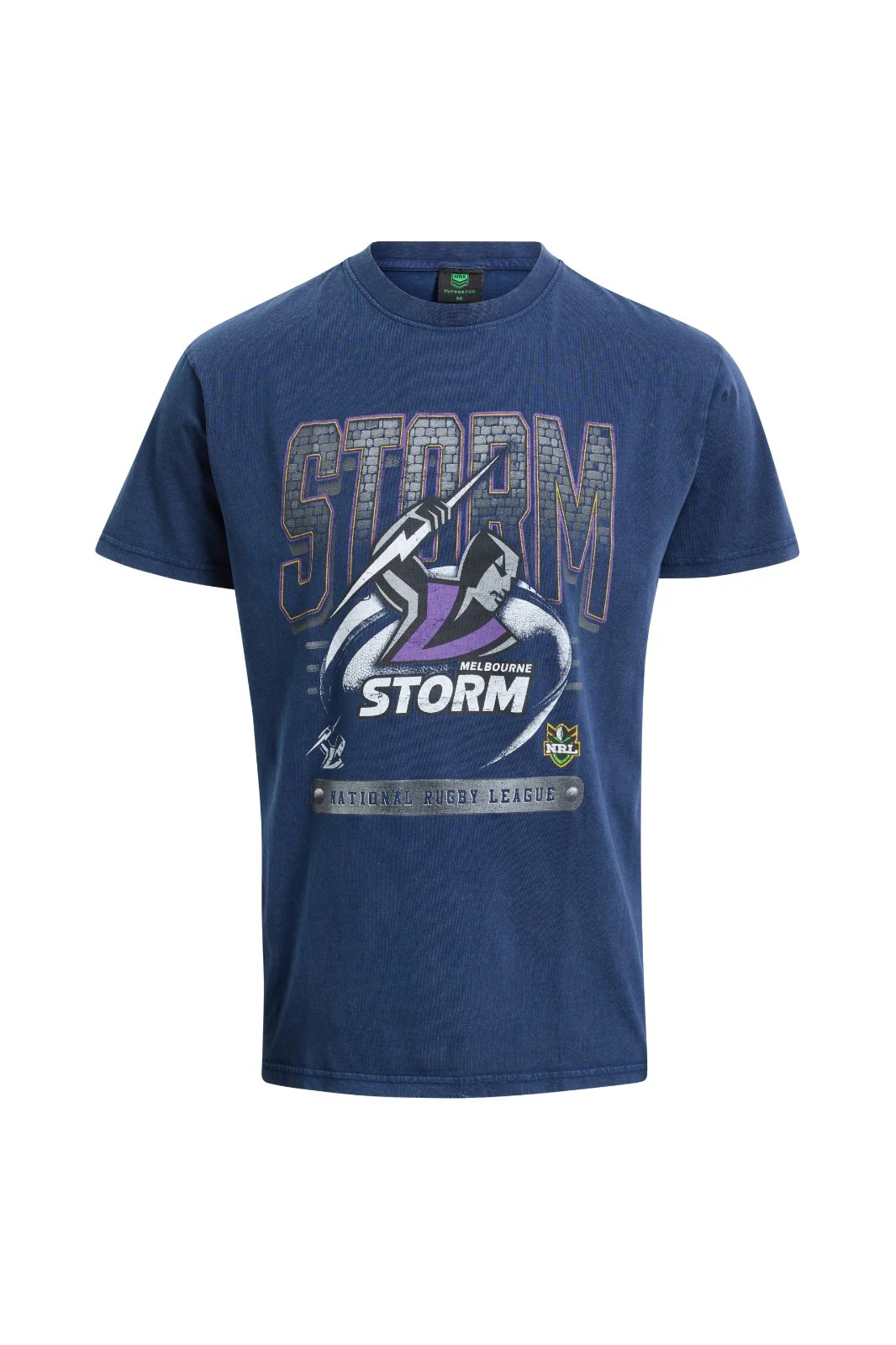 NRL Melbourne Storm - Washed Vintage Tee - Cotton T-Shirt - Adult