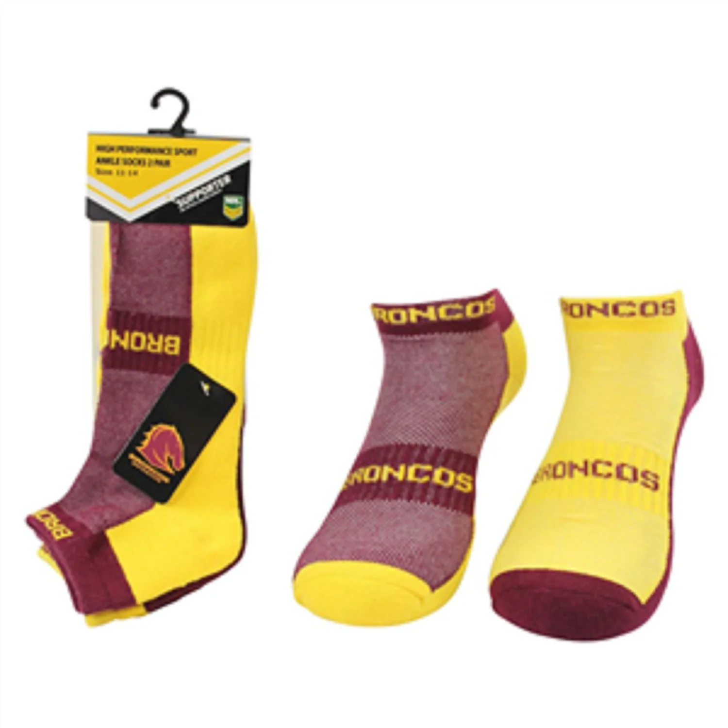 NRL Mens Ankle Socks - Brisbane Broncos - Set Of Two - Sock