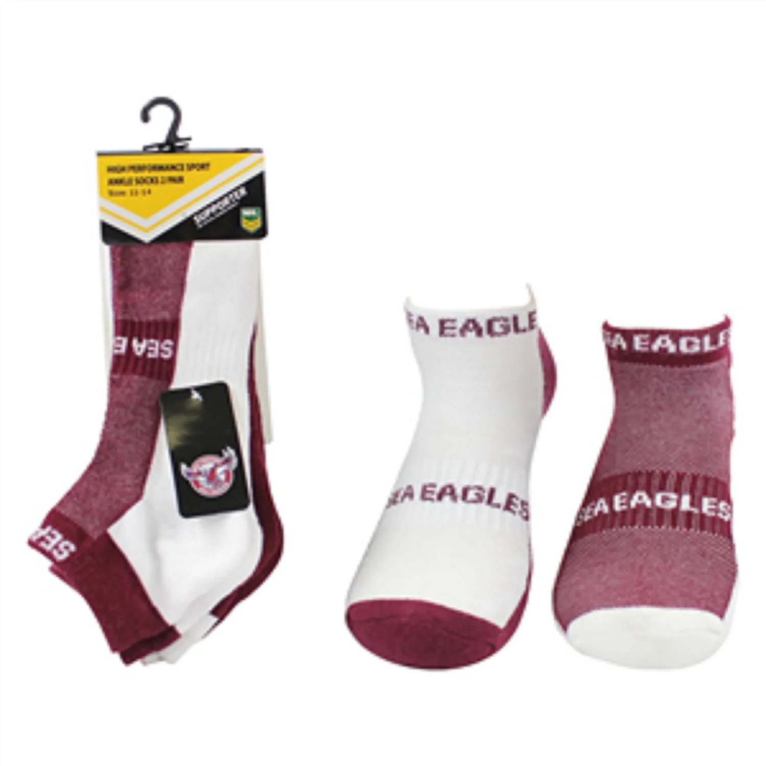 NRL Mens Ankle Socks - Manly Sea Eagles - Set Of Two - Sock