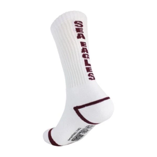 NRL Mens Crew Socks - Manly Sea Eagles - One Pair - White - Sock - Image 2