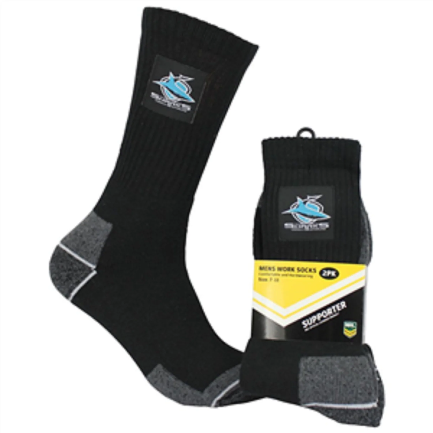 NRL Mens Work Socks Two Pack - Cronulla Sharks