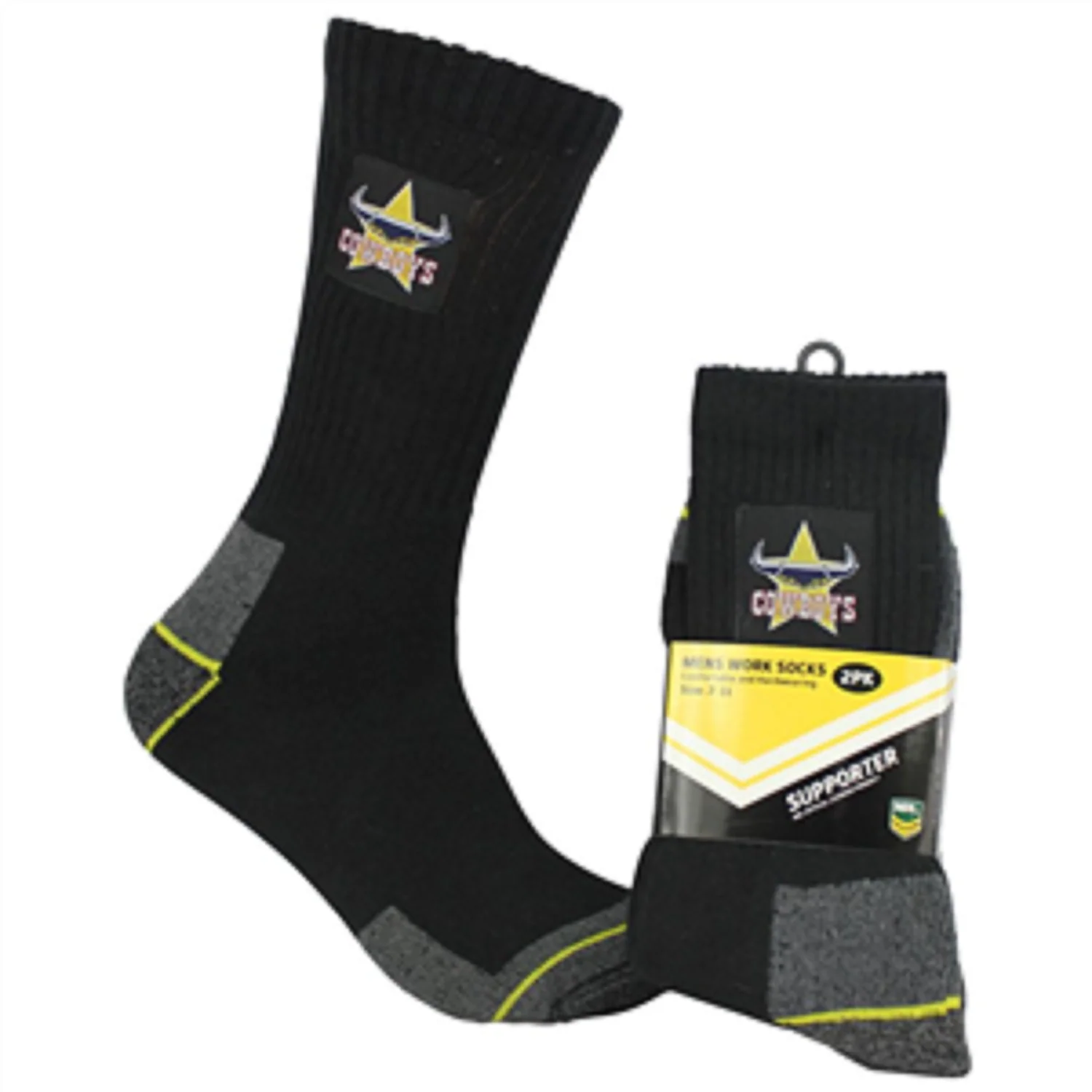 NRL Mens Work Socks Two Pack - North Queensland Cowboys - Sock