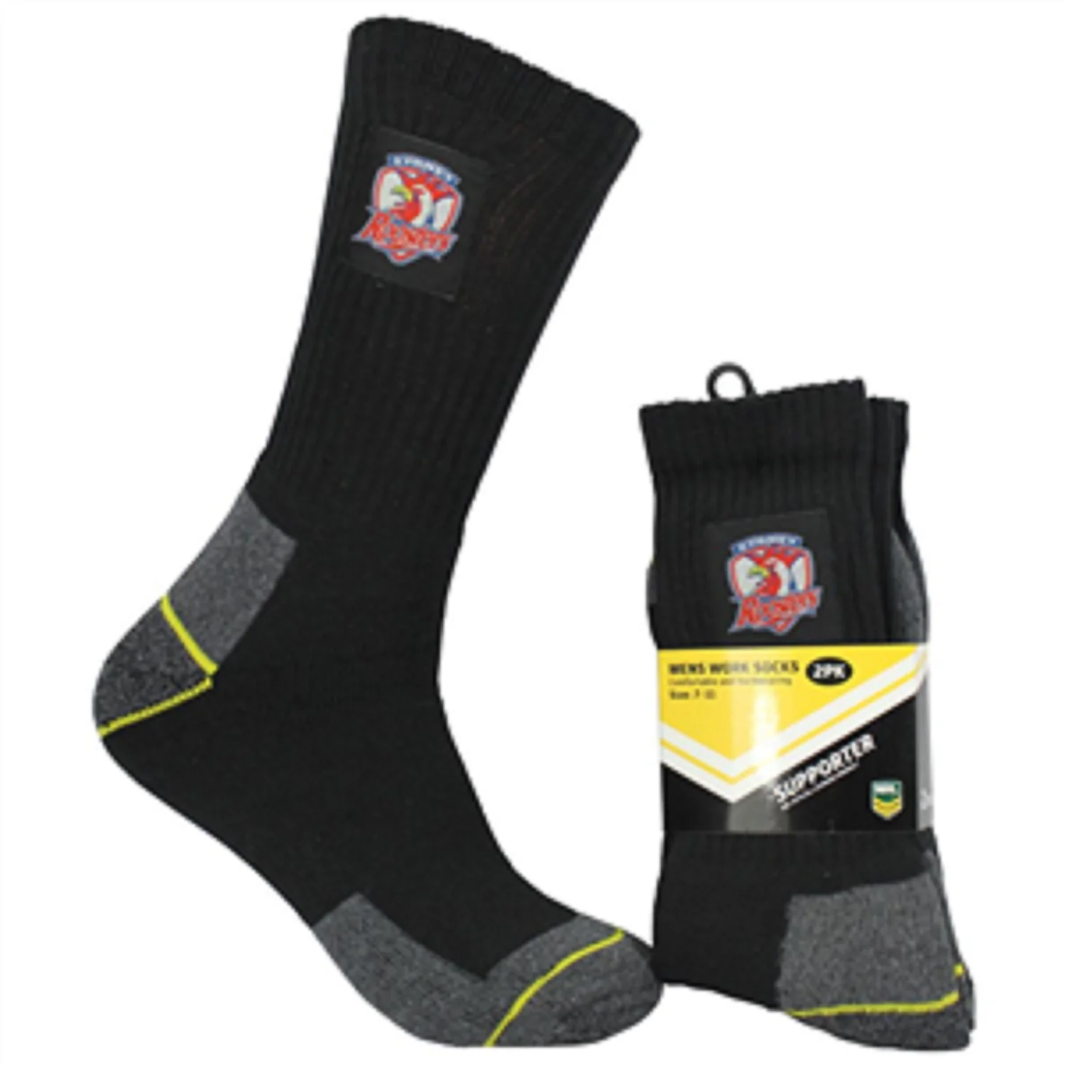 NRL Mens Work Socks Two Pack - Sydney Roosters