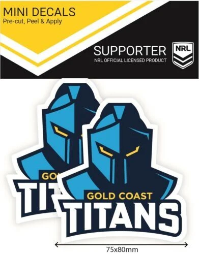 NRL Mini Decal - Gold Coast Titans - Sticker Set Of 2 - 8x7cm - Image 2