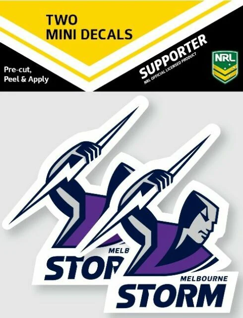 NRL Mini Decal - Melbourne Storm - Sticker Set Of 2 - 8x7cm - Image 2