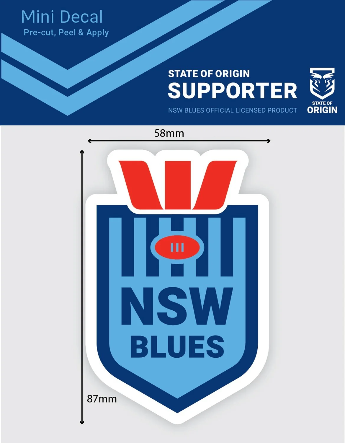 NRL Mini Decal - New South Wales Blues - NSW - Single Sticker - Image 2