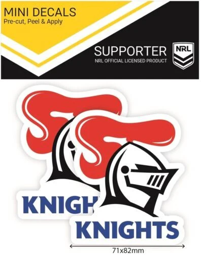 NRL Mini Decal - Newcastle Knights - New Logo - Sticker Set Of 2 - 8x7cm