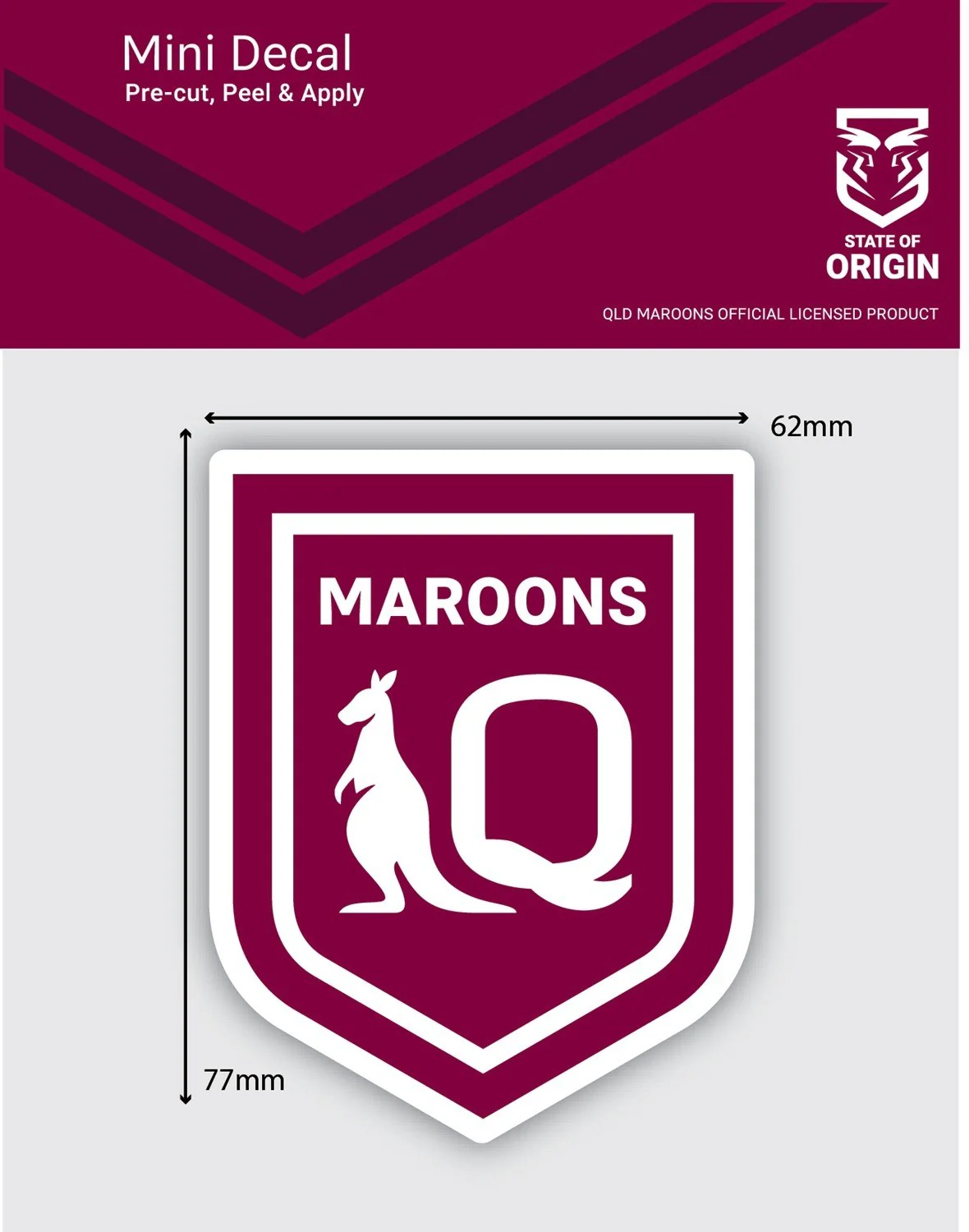 NRL Mini Decal - Queensland Maroons - QLD - Single Sticker