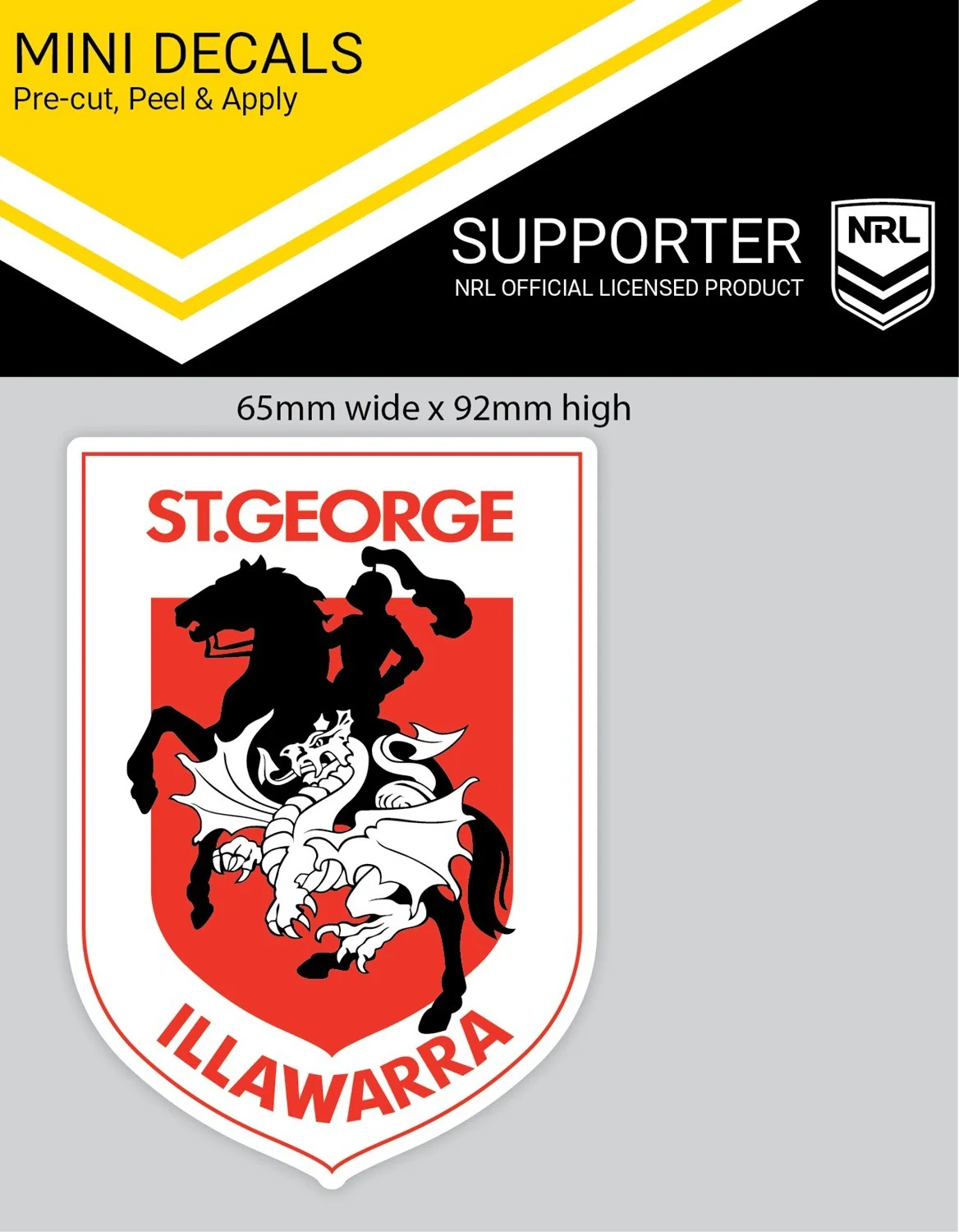 NRL Mini Decal - St George Illawarra Dragons - Single Sticker - Image 2