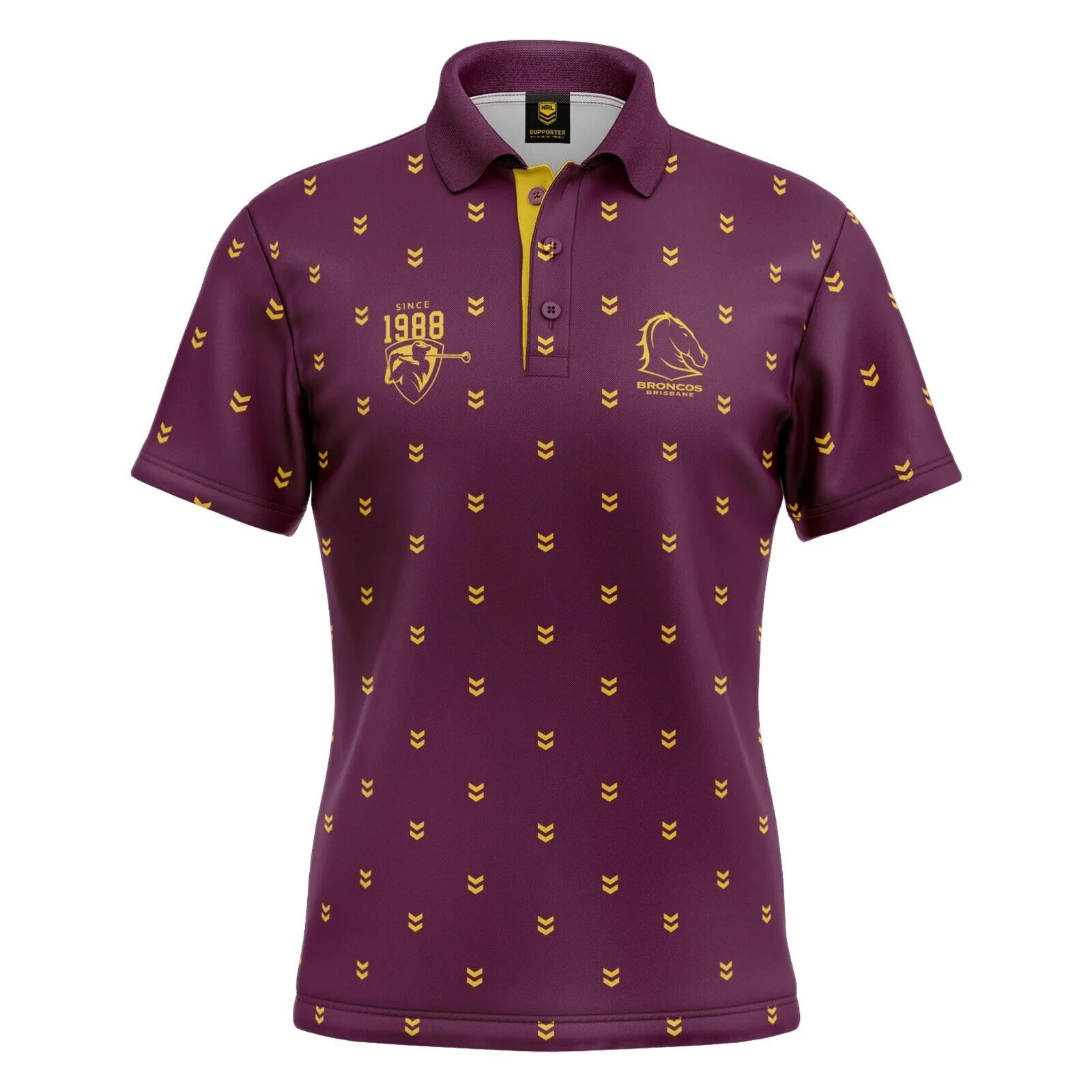 NRL 'Mulligan' Golf Polo - Brisbane Broncos - Adult - Mens - Polo
