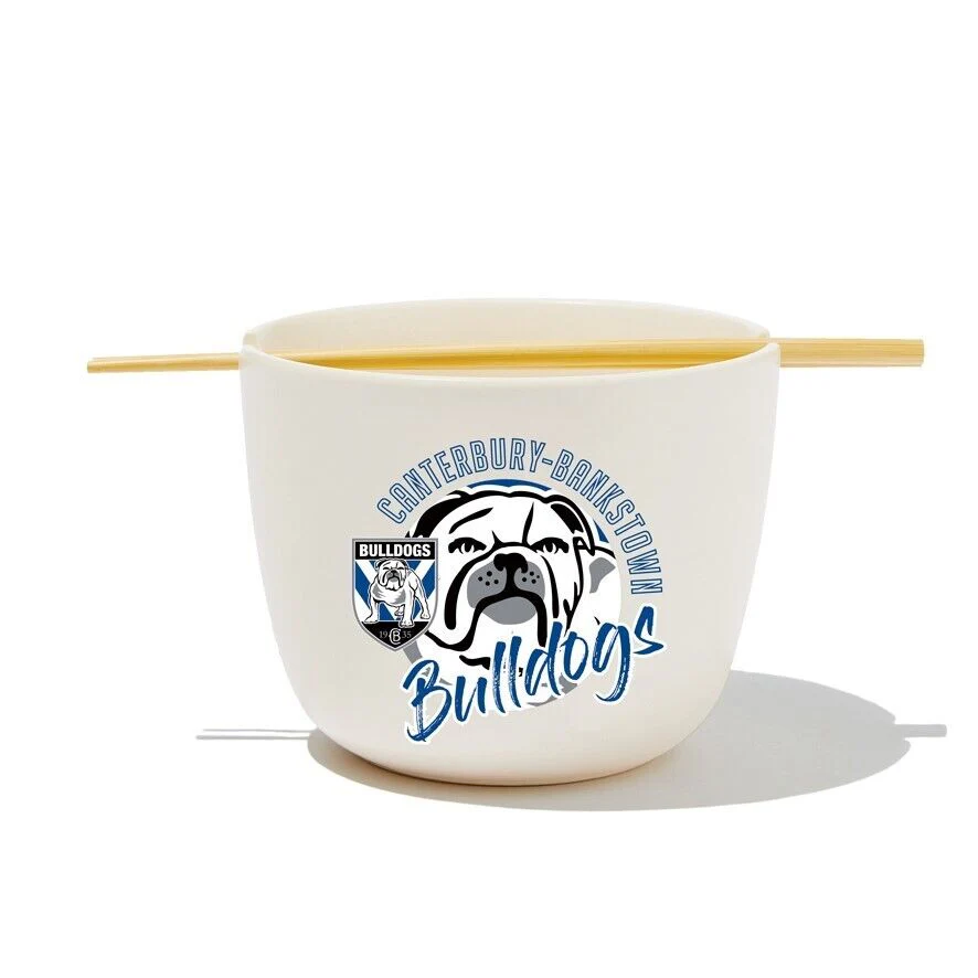NRL Noodle Bowl with Chopsticks - Canterbury Bulldogs - Ceramic - 490ml Capacity - Image 2