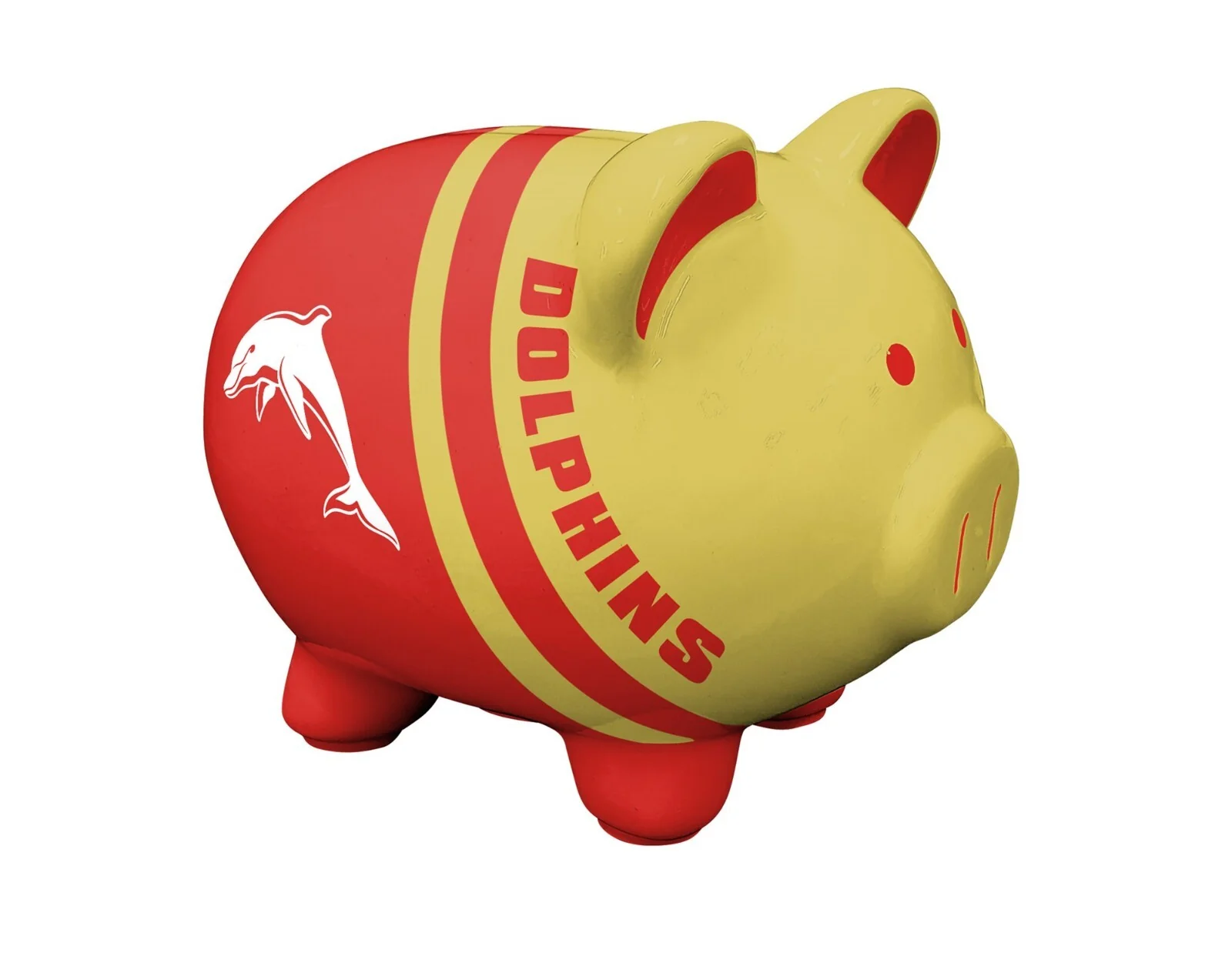 NRL Piggy Bank Money Box With Coin Slot - Dolphins - Image 2
