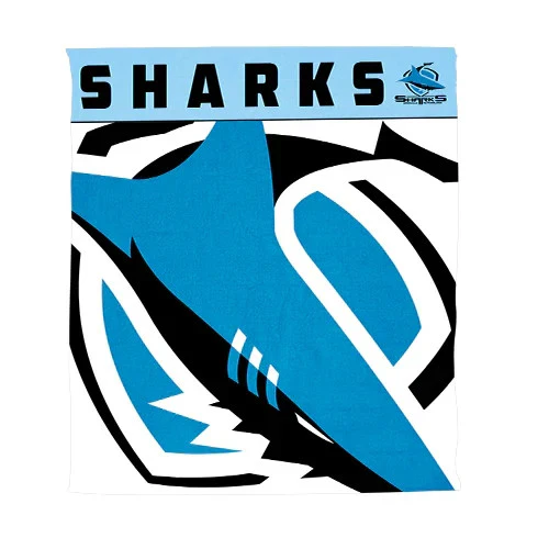 NRL Polar Fleece Blanket - Cronulla Sharks - 150x130cm - Rugby League - Image 2