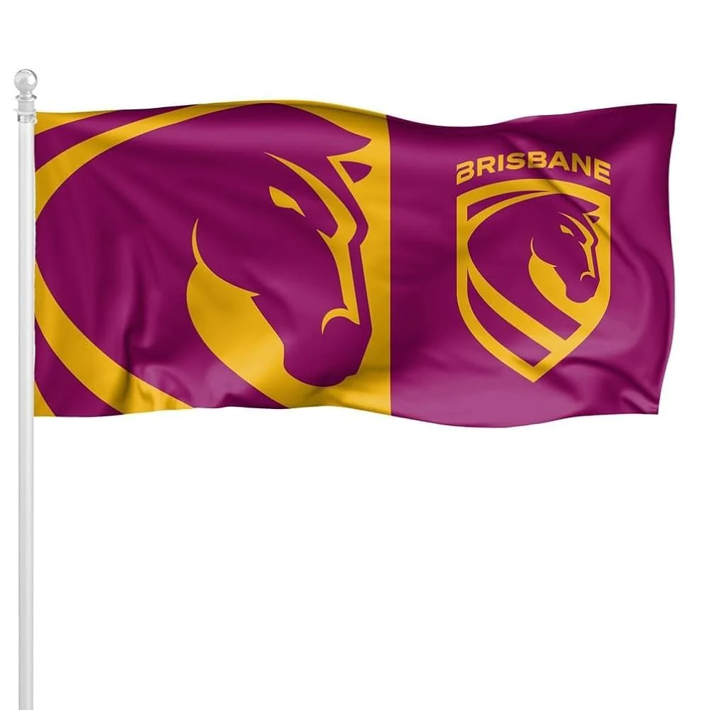 NRL Pole Flag - Brisbane Broncos - 90cm x 180cm - Steel Eyelet For Hanging