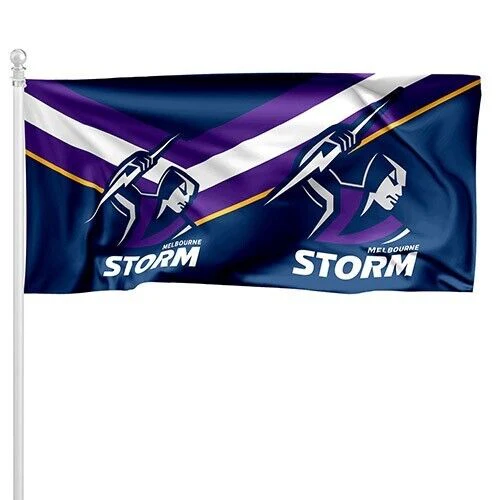 NRL Pole Flag - Melbourne Storm - 90cm x 180cm - Steel Eyelets - Image 2