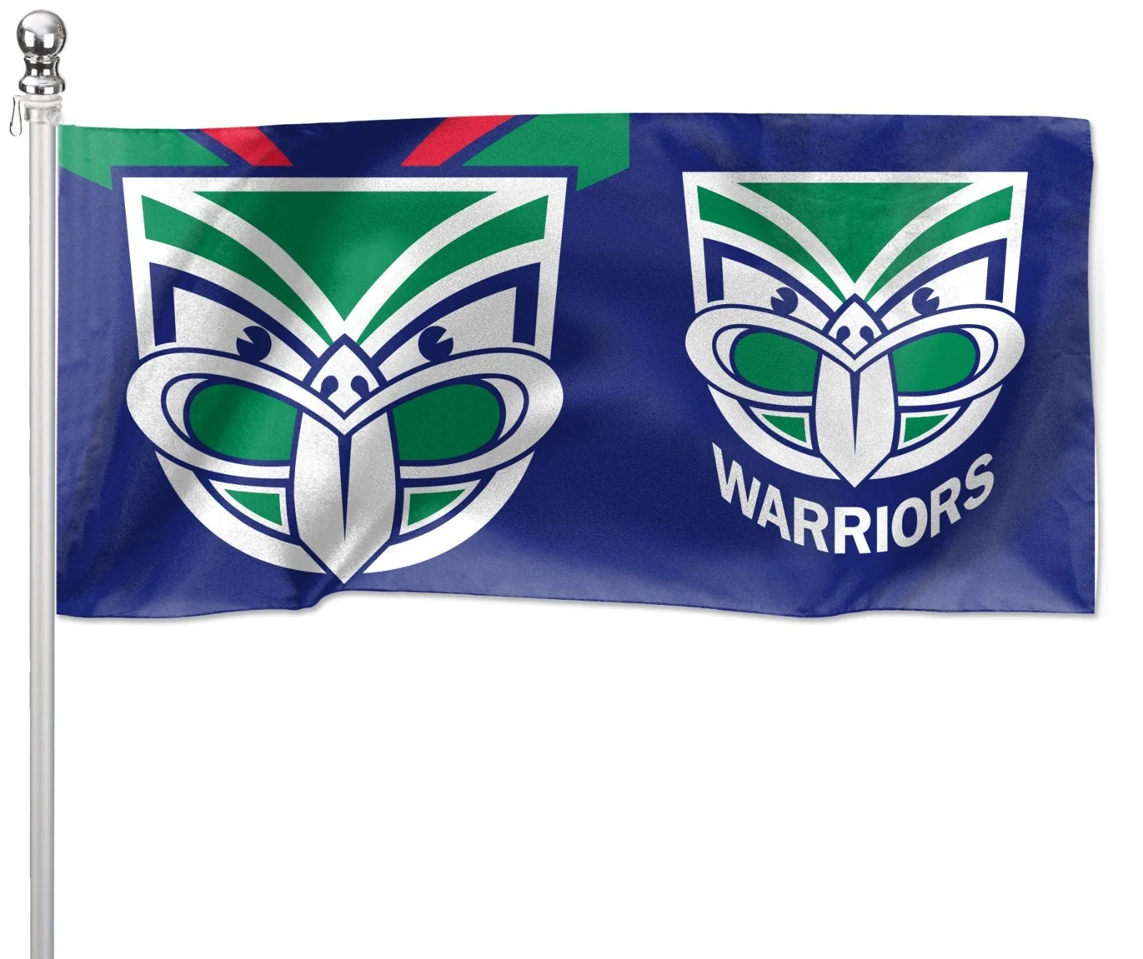 NRL Pole Flag - New Zealand Warriors - 90cm x 180cm - Steel Eyelet For Hanging - Image 2