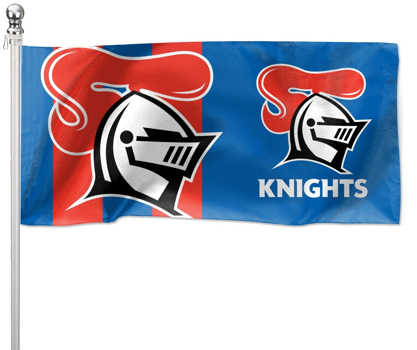 NRL Pole Flag - Newcastle Knights - 90cm x 180cm - Steel Eyelets