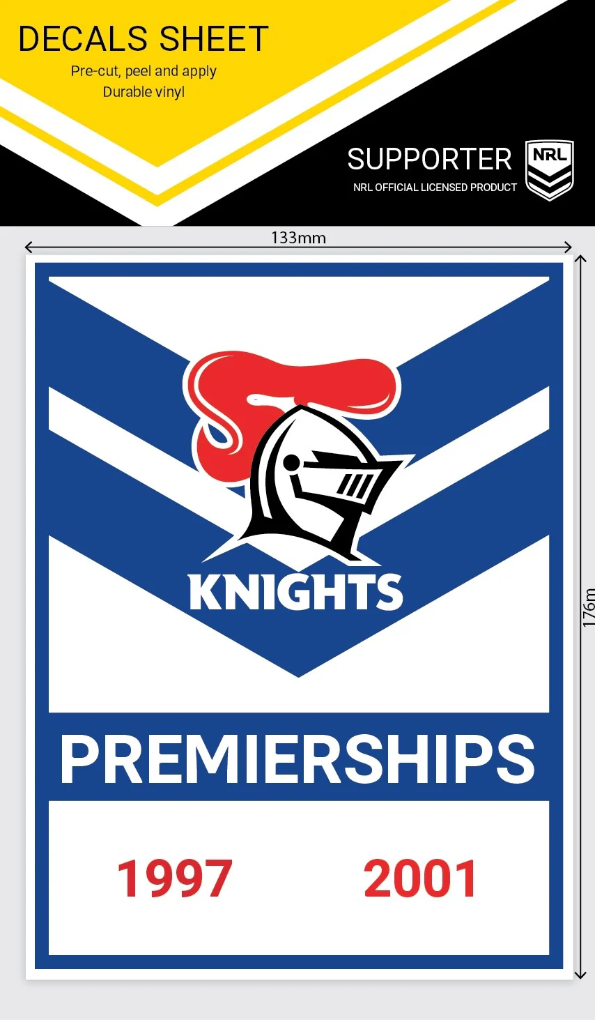 NRL Premiership History Decal - Newcastle Knights - Premier Stickers - Image 2