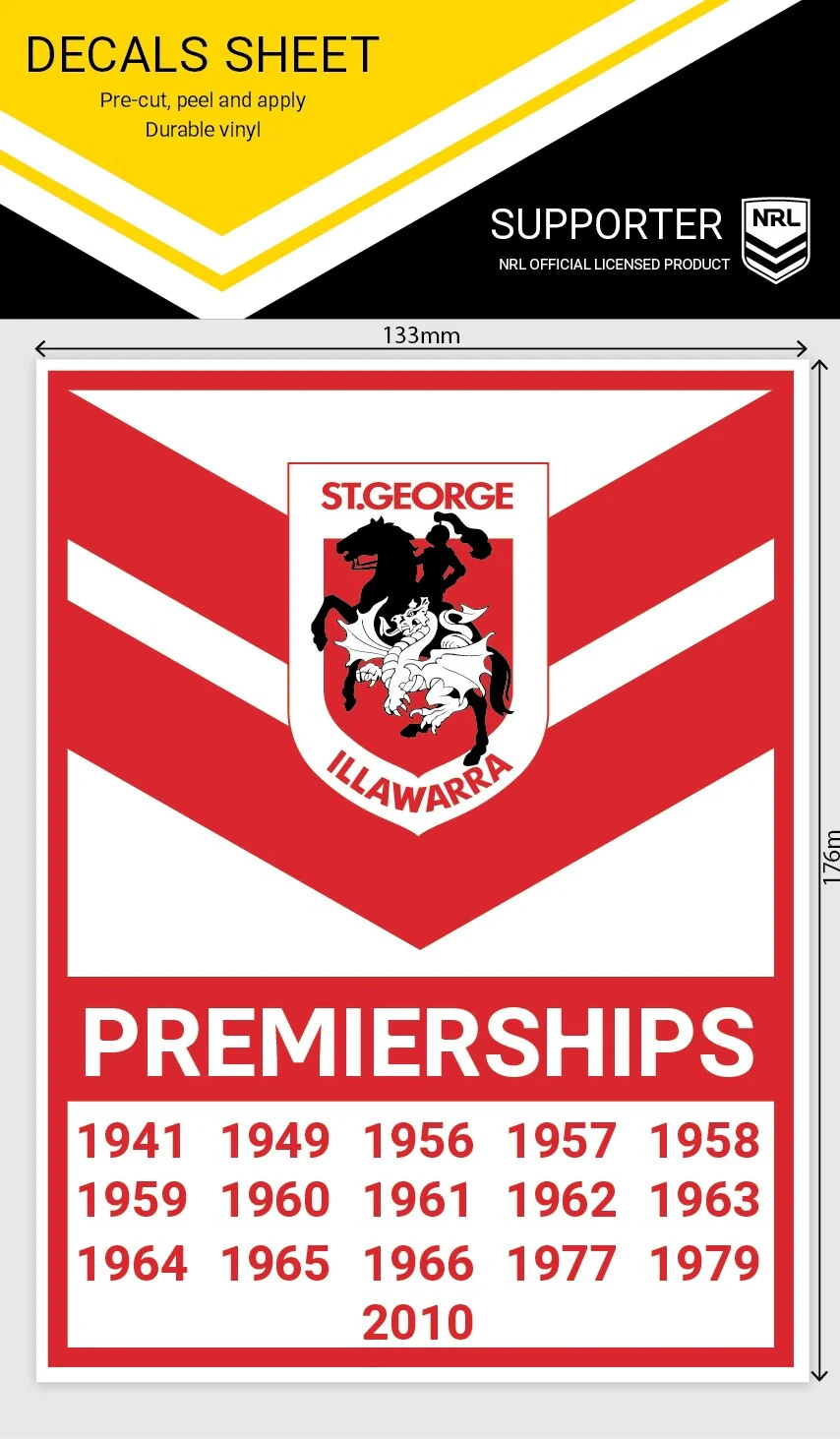 NRL Premiership History Decal - St George Illawarra Dragons - Premier Stickers - Image 2