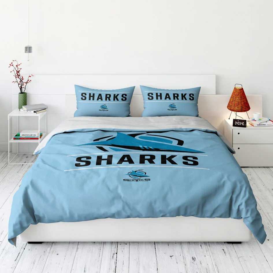 NRL Quilt Cover Set - Cronulla Sharks - Doona Cover - Pillowcases - Image 6