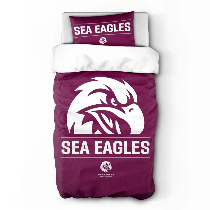 NRL Quilt Cover Set - Manly Sea Eagles - Doona Cover - Pillowcases - Image 2