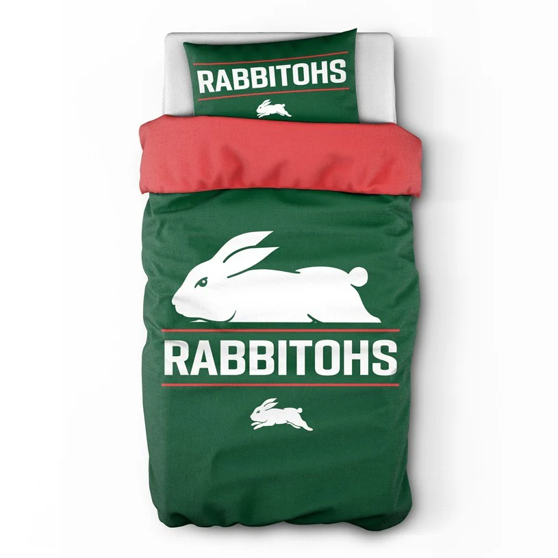 NRL Quilt Cover Set - South Sydney Rabbitohs - Doona Cover - Pillowcases - Image 2