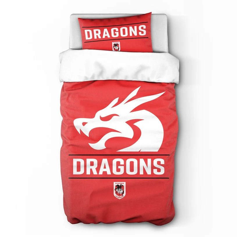 NRL Quilt Cover Set - St George Illawarra Dragons - Doona Cover - Pillowcases - Image 2