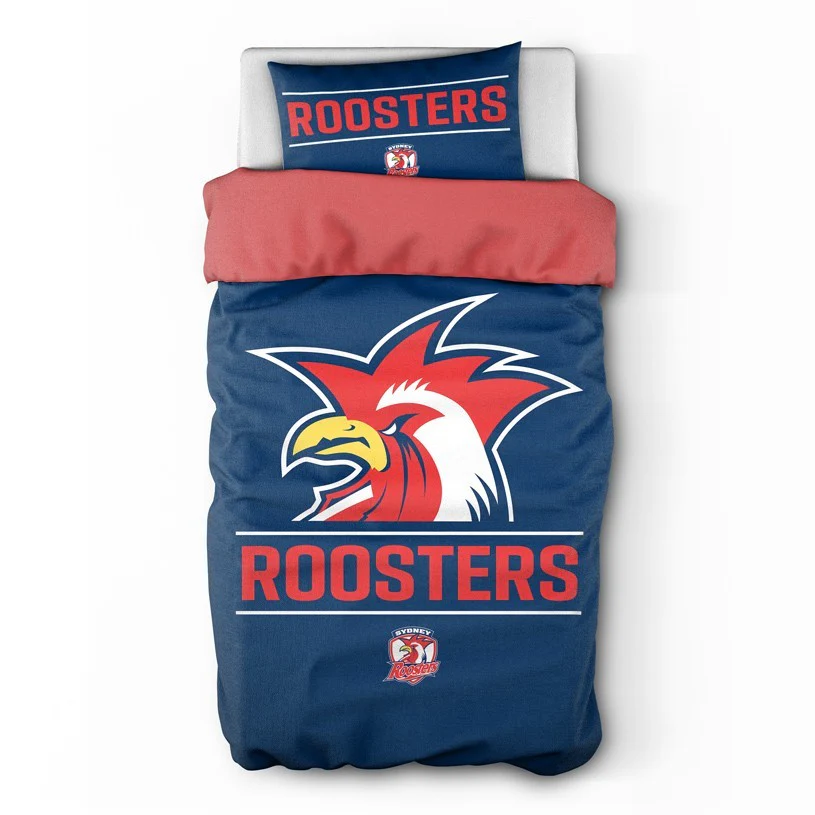 NRL Quilt Cover Set - Sydney Roosters - Doona Cover - Pillowcases - Image 3