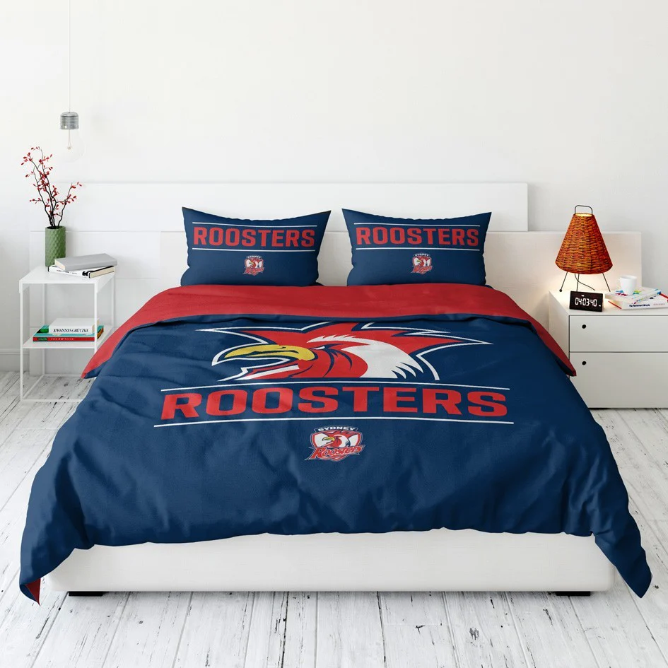 NRL Quilt Cover Set - Sydney Roosters - Doona Cover - Pillowcases - Image 4