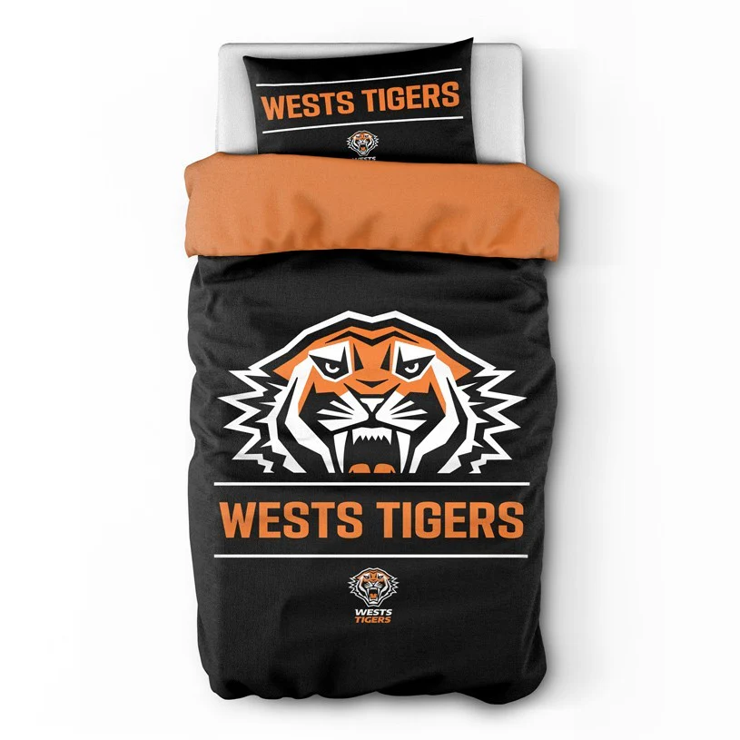 NRL Quilt Cover Set - West Tigers - Doona Cover - Pillowcases - Image 3