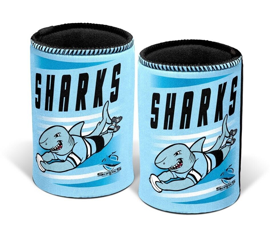 NRL Retro Stubby Can Cooler - Cronulla Sharks - Drink - Rubber Base