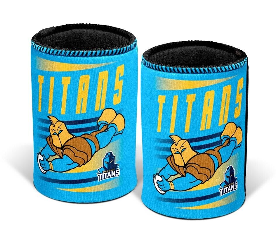 NRL Retro Stubby Can Cooler - Gold Coast Titans - Drink - Rubber Base - Image 2