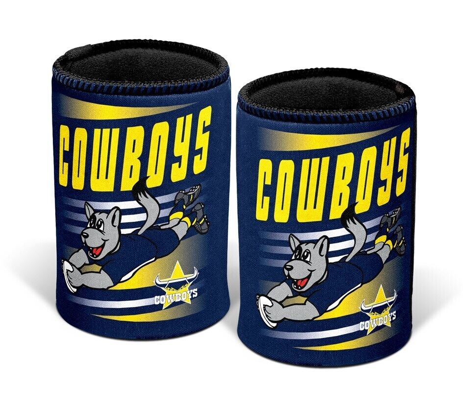 NRL Retro Stubby Can Cooler - North Queensland Cowboys - Drink - Rubber Base