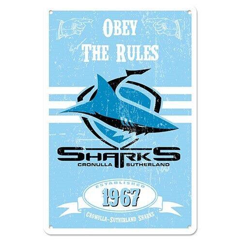 NRL Retro Supporter Tin Sign - Cronulla Sharks - Man Cave - Heritage - Image 2