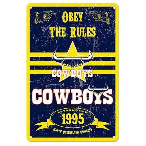NRL Retro Supporter Tin Sign - North Queensland Cowboys - Man Cave - Heritage - Image 2