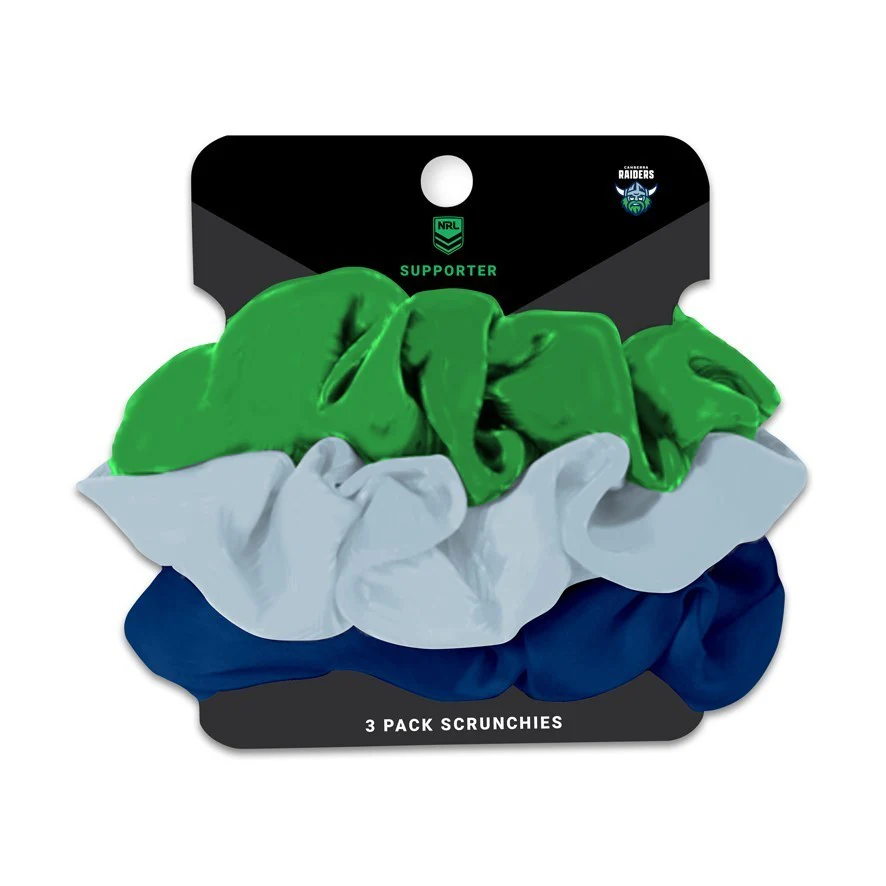 NRL Scrunchies 3 Pack - Canberra Raiders - Team Colours - Hair Ties - Image 2
