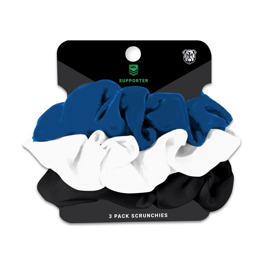 NRL Scrunchies 3 Pack - Canterbury Bulldogs - Team Colours - Hair Ties - Image 2