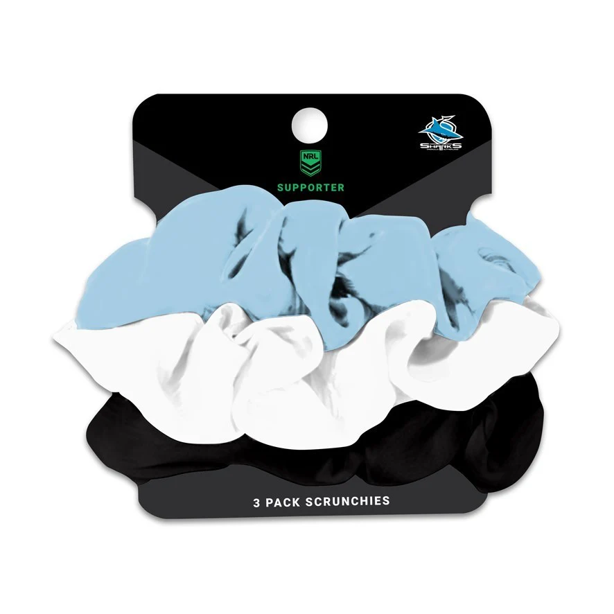 NRL Scrunchies 3 Pack - Cronulla Sharks - Team Colours - Hair Ties - Image 2