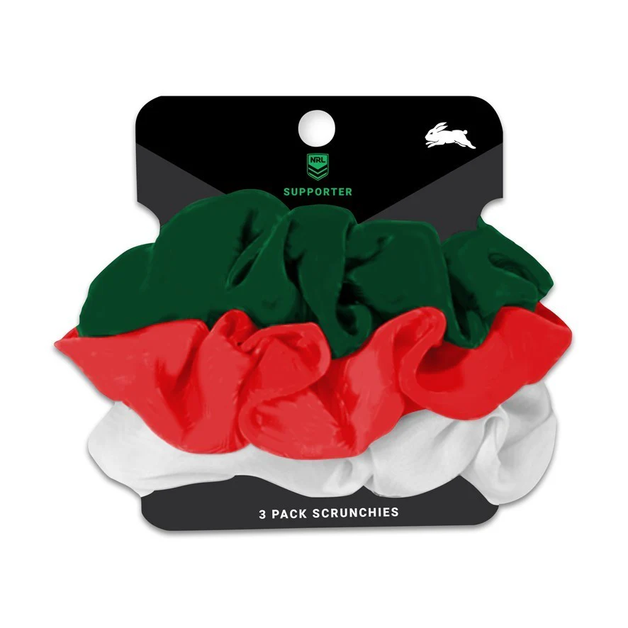 NRL Scrunchies 3 Pack - South Sydney Rabbitohs - Team Colours - Hair Ties - Image 2