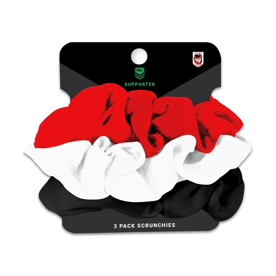 NRL Scrunchies 3 Pack - St George Illawarra Dragons - Team Colours - Hair Ties - Image 2