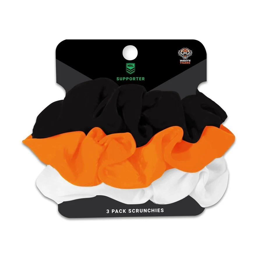 NRL Scrunchies 3 Pack - West Tigers - Team Colours - Hair Ties - Image 2