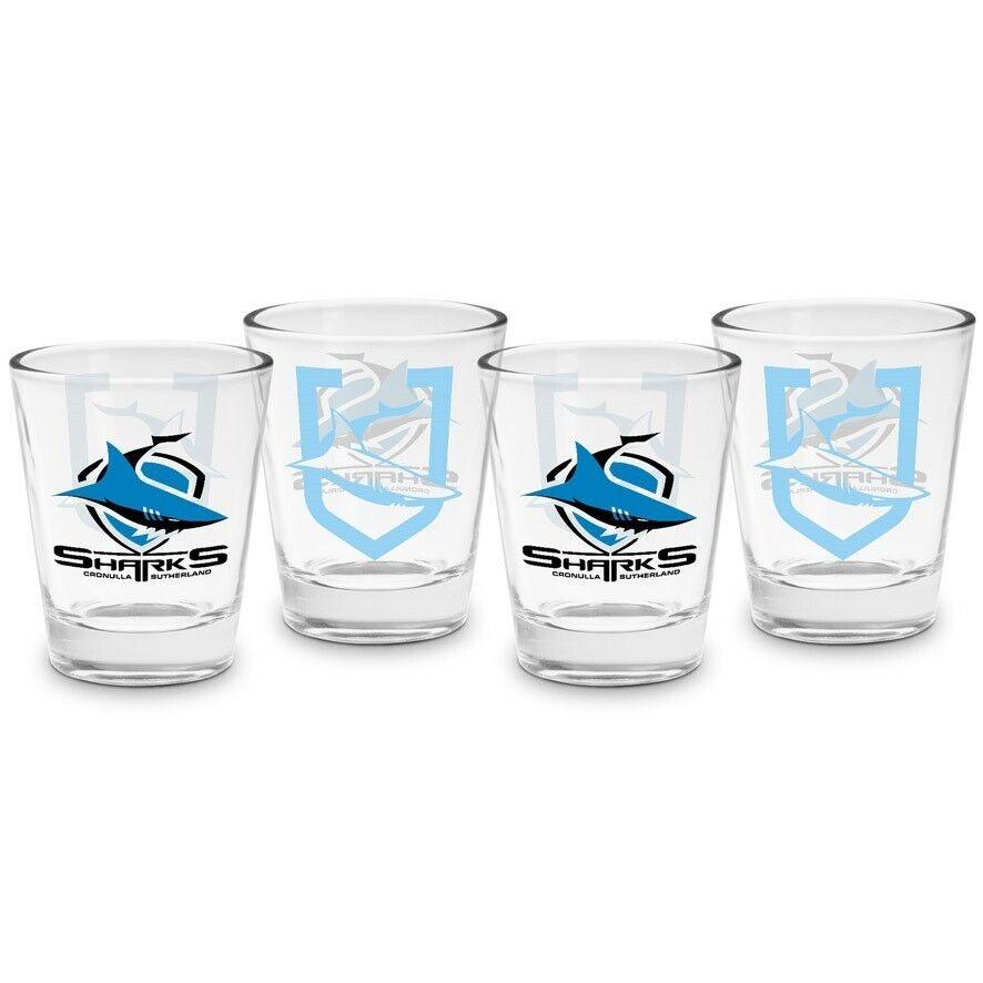 NRL Shot Glass Set of 4 - Cronulla Sharks - 50ml - Image 2