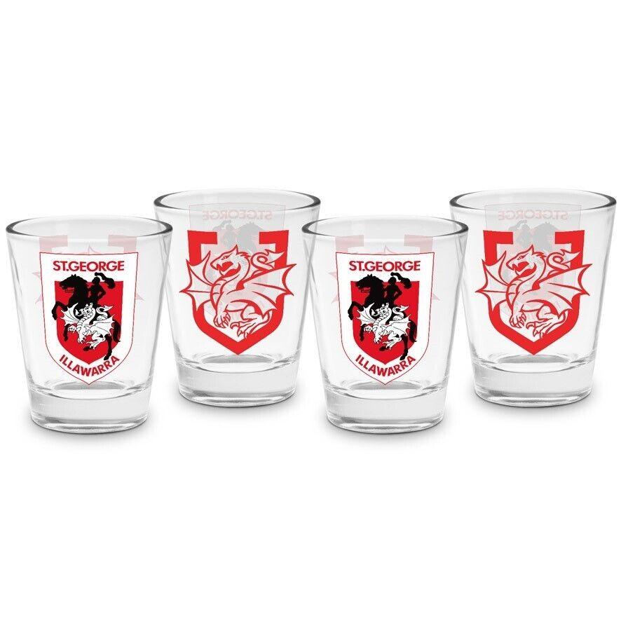 NRL Shot Glass Set of 4 - St George Illawarra Dragons - 50ml - Image 2