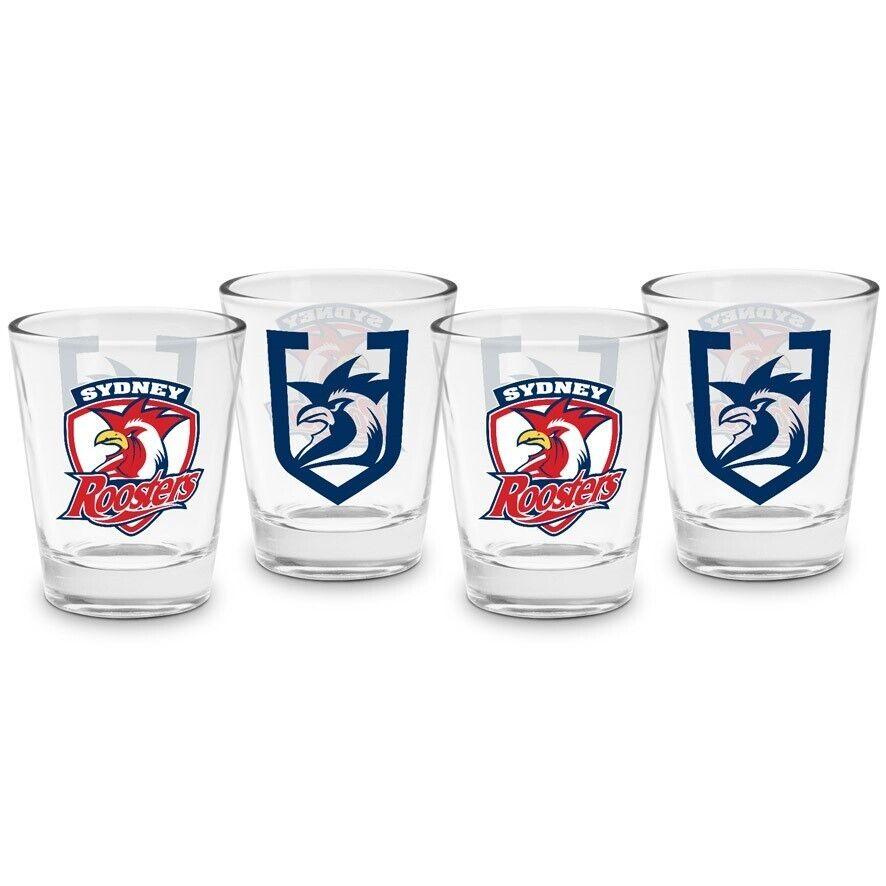 NRL Shot Glass Set of 4 - Sydney Roosters - 50ml - Image 2